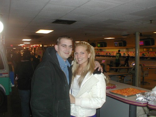 Eric Nordstrom and Lauren Topper, two bowlers in the Brunswick Mixed League.  Eric is the Sprisslers' nephew.